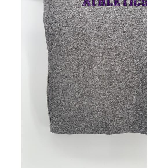 NIKE Women's Heather Gray NYU Athletics Logo Crewneck Short Sleeve Top SZ S - Picture 8 of 11